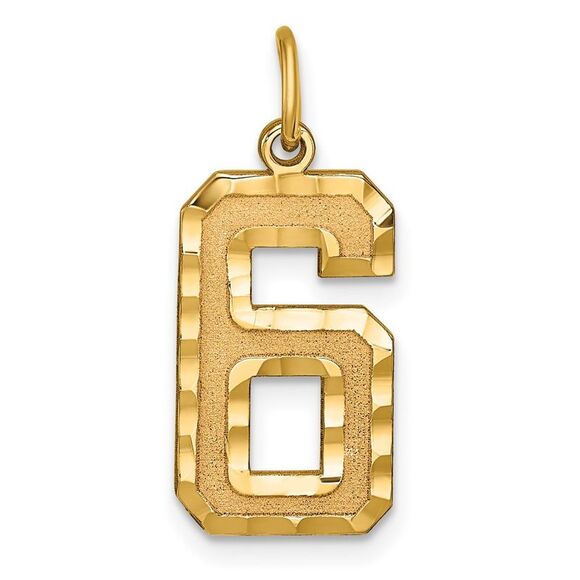 14k Yellow Gold, Varsity Collection, Large D/C Pendant Number 6 - Picture 1 of 5